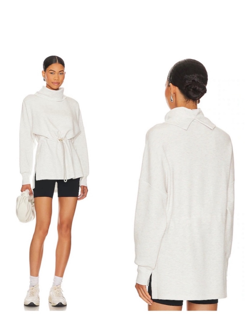 VARLEY Freya Sweatshirt Large Ivory Marl Casual Lounge Comfort Cowl Turtleneck - Picture 2 of 12